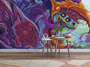 恐怖漫畫(huà)二次元原畫(huà)設(shè)計(jì)藝術(shù)背景墻貼紙墻紙圖片素材 效果圖下載